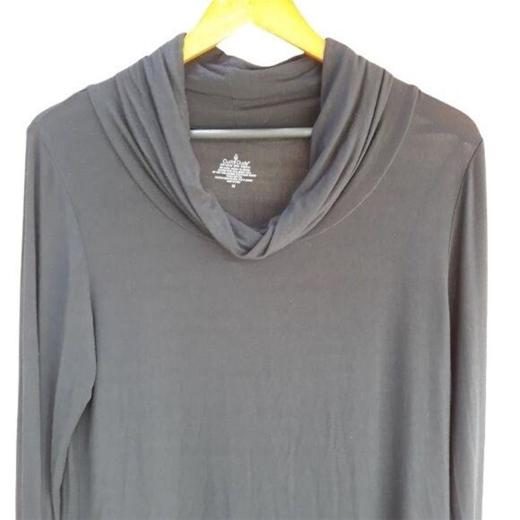 Cuddl Duds Jersey Knit Draped Scoop Neck Long Sleeve Tunic Shirt Dress Blk Sz M - Picture 5 of 10